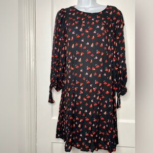 ANTHROPOLOGY brand VELVET by GRAHAM SPENCER Black, Red, & Pink Floral Pattern